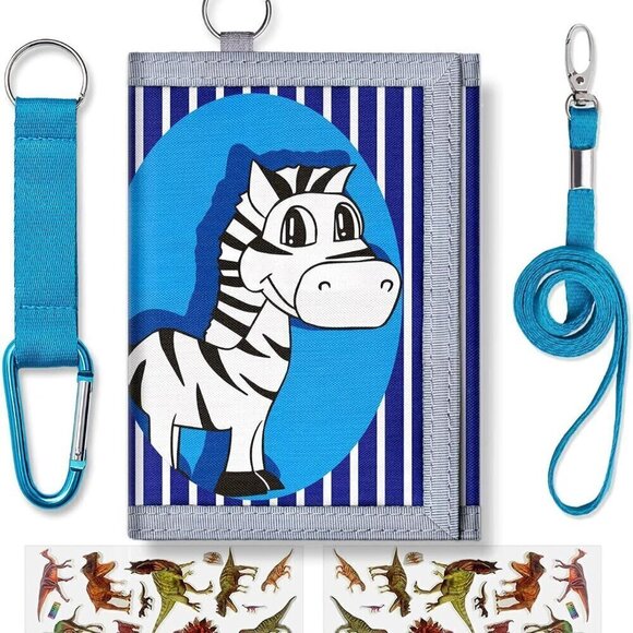 Kids Wallet for Boys Girls Ages 3-12, Trifold Kids Wallets with Zippered Coin - Picture 1 of 7